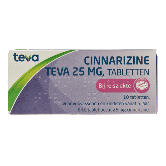 Teva Cinnarizine 25mg 10 Tabletten - DrogistWereld