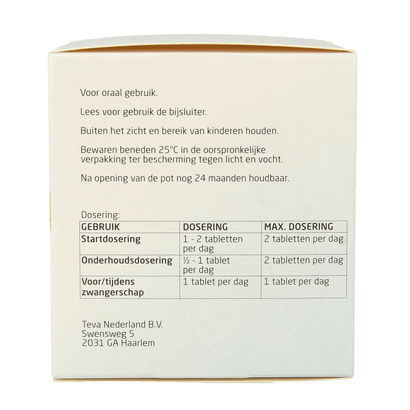 Teva Foliumzuur 0.5 250 Tabletten - DrogistWereld