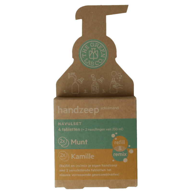 The Green Lab Co Handzeep navulset munt & kamille 4 Stuks - DrogistWereld