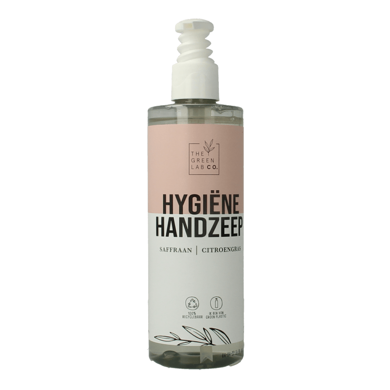 The Green Lab Co Handzeep vloeibaar saffraan & citroen met pomp 300 Milliliter - DrogistWereld