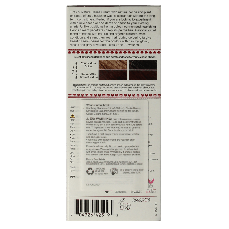 Tints Of Nature Henna cream chocolate semi permanent 70 Milliliter - DrogistWereld