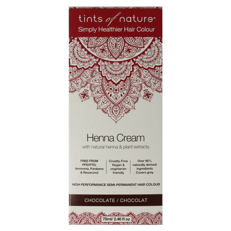 Tints Of Nature Henna cream chocolate semi permanent 70 Milliliter - DrogistWereld