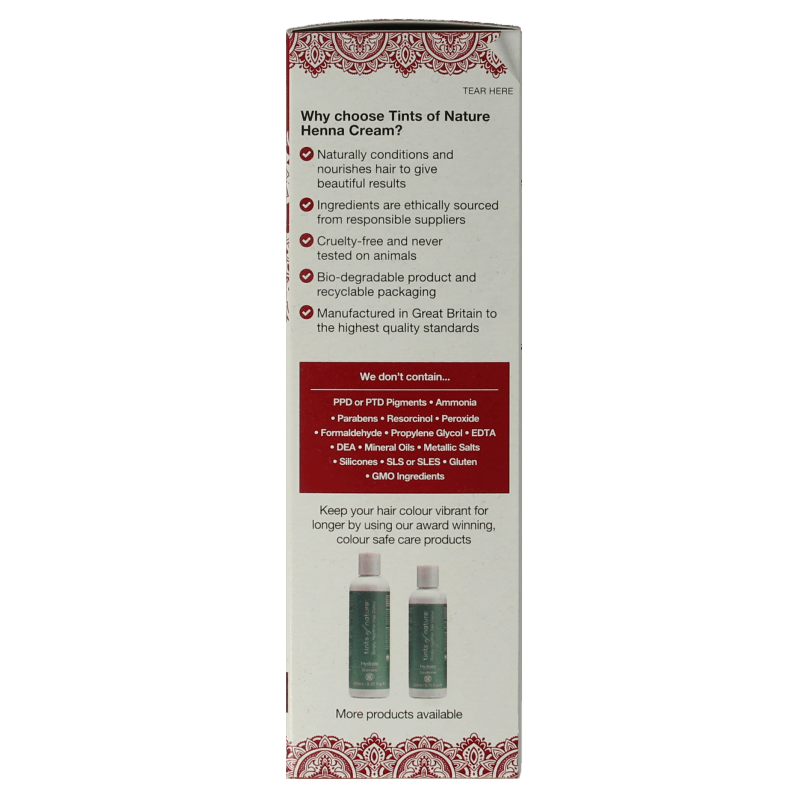 Tints Of Nature Henna cream mahogany red semi permanent 70 Milliliter - DrogistWereld