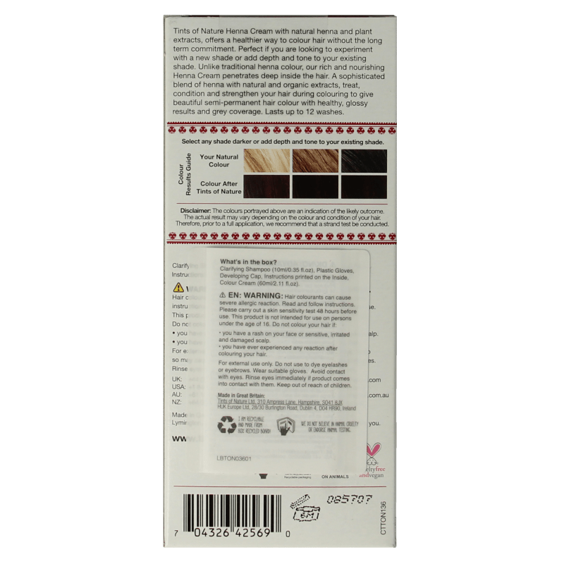 Tints Of Nature Henna cream mahogany red semi permanent 70 Milliliter - DrogistWereld