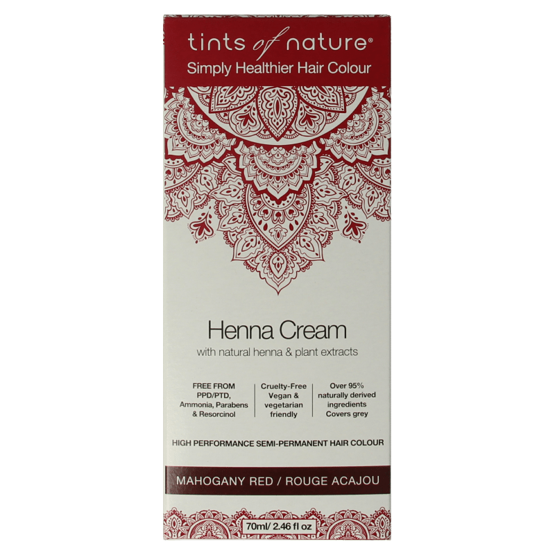 Tints Of Nature Henna cream mahogany red semi permanent 70 Milliliter - DrogistWereld
