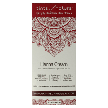 Tints Of Nature Henna cream mahogany red semi permanent 70 Milliliter - DrogistWereld