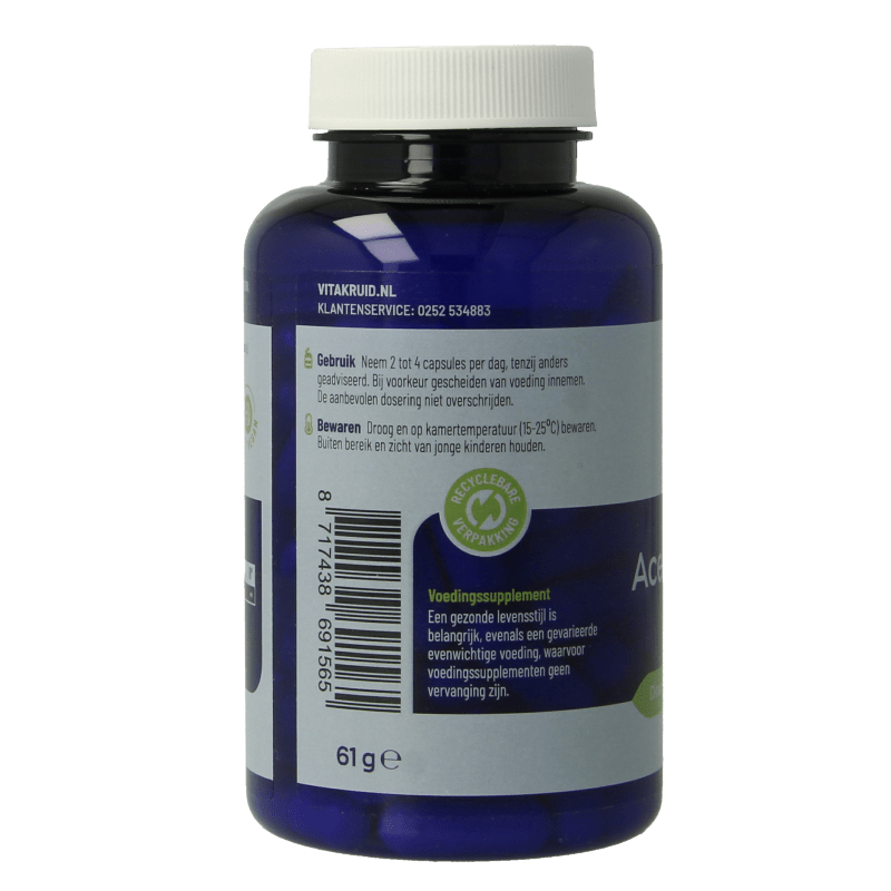 Vitakruid Acetyl - L - Carnitine 500mg 90 Vegetarische capsules - DrogistWereld
