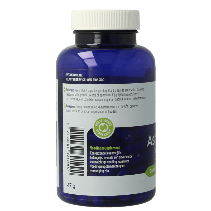 Vitakruid Ashwagandha 5% withanoliden KSM - 66 & Bioperine 90 Vegetarische capsules - DrogistWereld