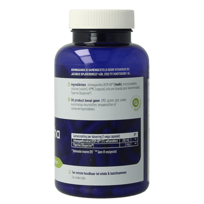 Vitakruid Ashwagandha 5% withanoliden KSM - 66 & Bioperine 90 Vegetarische capsules - DrogistWereld