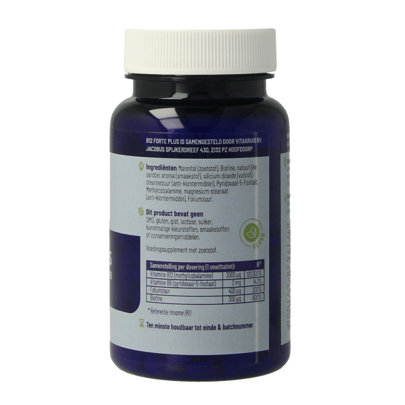 Vitakruid B12 Forte Plus 3.000 met P - 5 - P 60 Smelttabletten - DrogistWereld