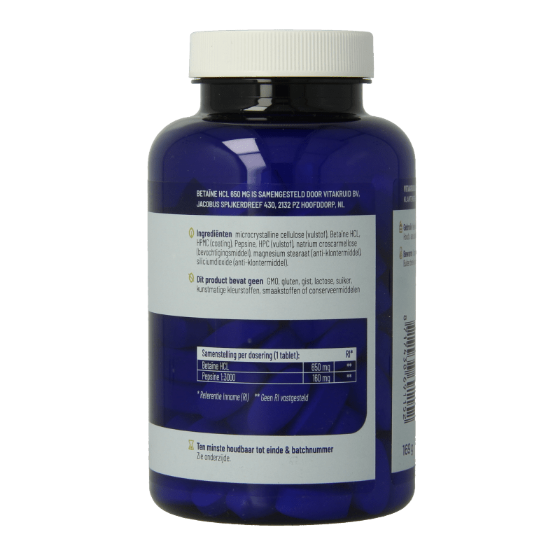 Vitakruid Betaine HCL 650mg & pepsine 160mg 120 Tabletten - DrogistWereld