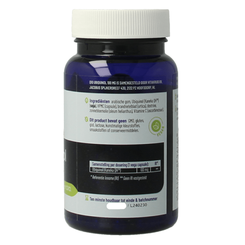 Vitakruid Co - enzym Q10 Ubiquinol actieve vorm Kaneka 100 mg 60 Vegetarische capsules - DrogistWereld