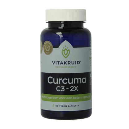 Vitakruid Curcuma C3 - 2X (95% curcuminoiden) met Bioperine 60 Vegetarische capsules - DrogistWereld