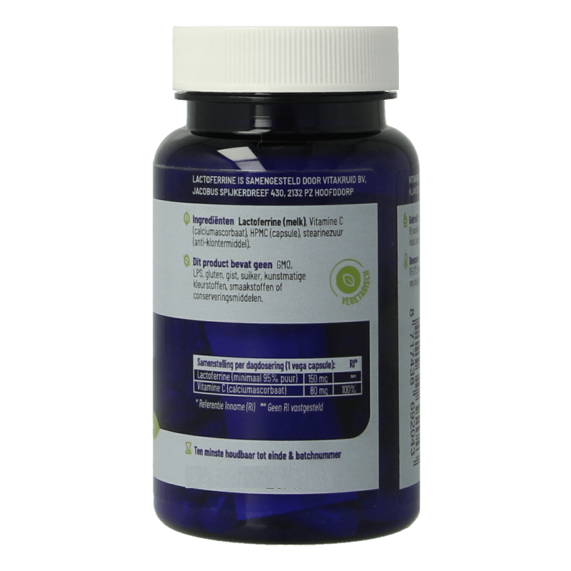 Vitakruid Lactoferrine 150 mg minimaal 95% puur + Vitamine C 60 Vegetarische capsules - DrogistWereld