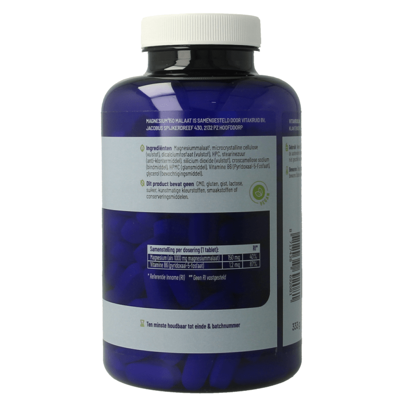 Vitakruid Magnesium 150 Malaat met Vitamine B6 (P - 5 - P) 180 Tabletten - DrogistWereld
