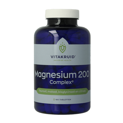 Vitakruid Magnesium 200 Complex Tauraat Malaat Bisglycinaat 180 Tabletten - DrogistWereld