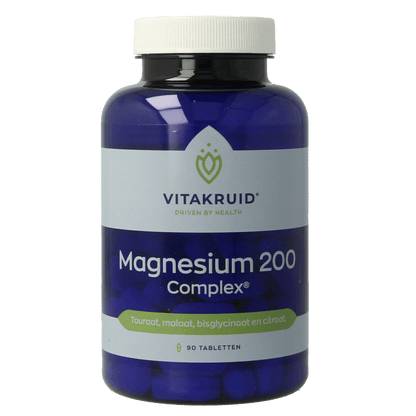 Vitakruid Magnesium 200 Complex Tauraat Malaat Bisglycinaat 90 Tabletten - DrogistWereld