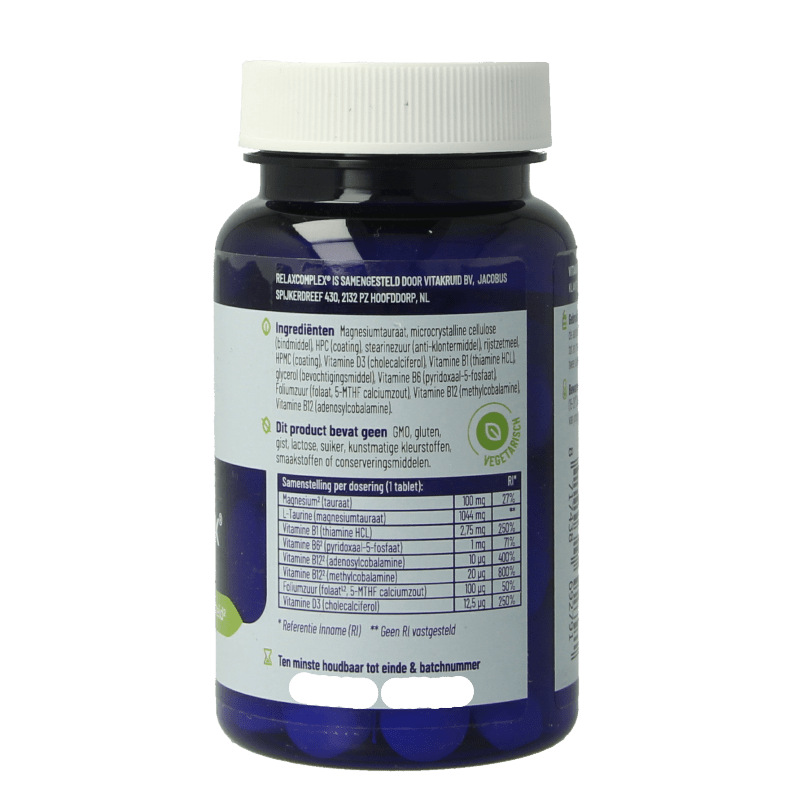 Vitakruid RelaxComplex oa Magnesium Tauraat & Vitamine D3 30 Tabletten - DrogistWereld