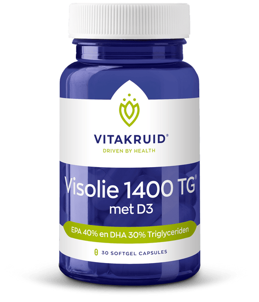 Vitakruid Visolie 1400 TG Triglyceriden met D3 30 Softgels - DrogistWereld