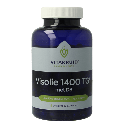 Vitakruid Visolie 1400 TG Triglyceriden met D3 90 Softgels - DrogistWereld