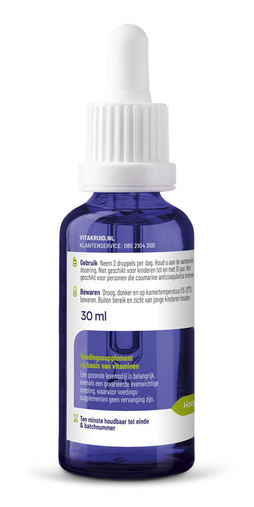Vitakruid Vitamine D3 & K2 (MenaQ7) met druppelpipet 30 Milliliter - DrogistWereld