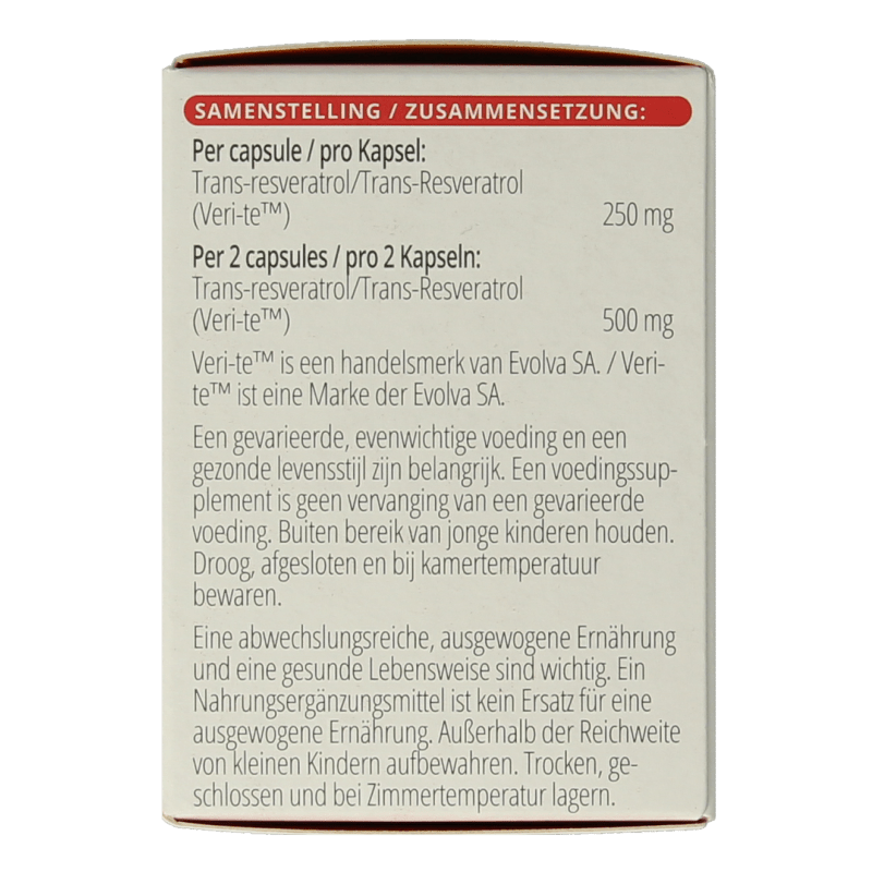 Vitals Resveratrol - VT 60 Capsules - DrogistWereld