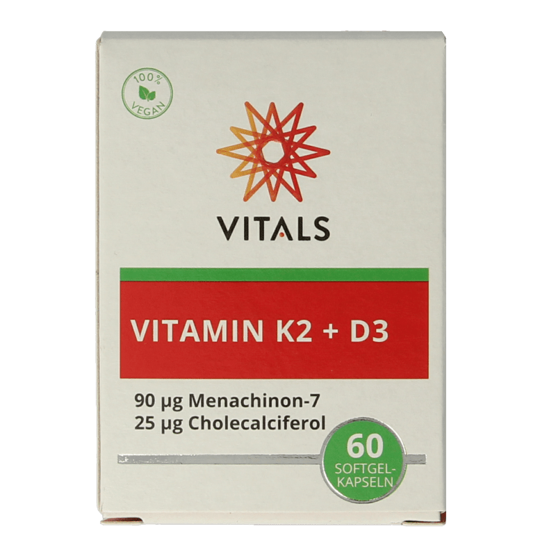 Vitals Vitamine K2 + D3 60 Softgels - DrogistWereld