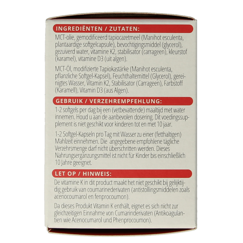 Vitals Vitamine K2 + D3 60 Softgels - DrogistWereld