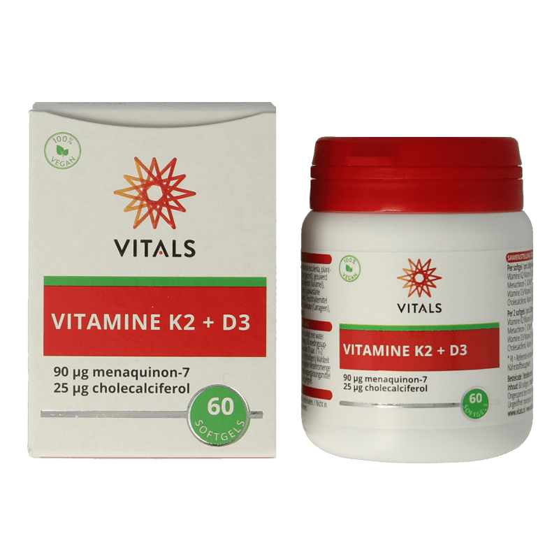 Vitals Vitamine K2 + D3 60 Softgels - DrogistWereld