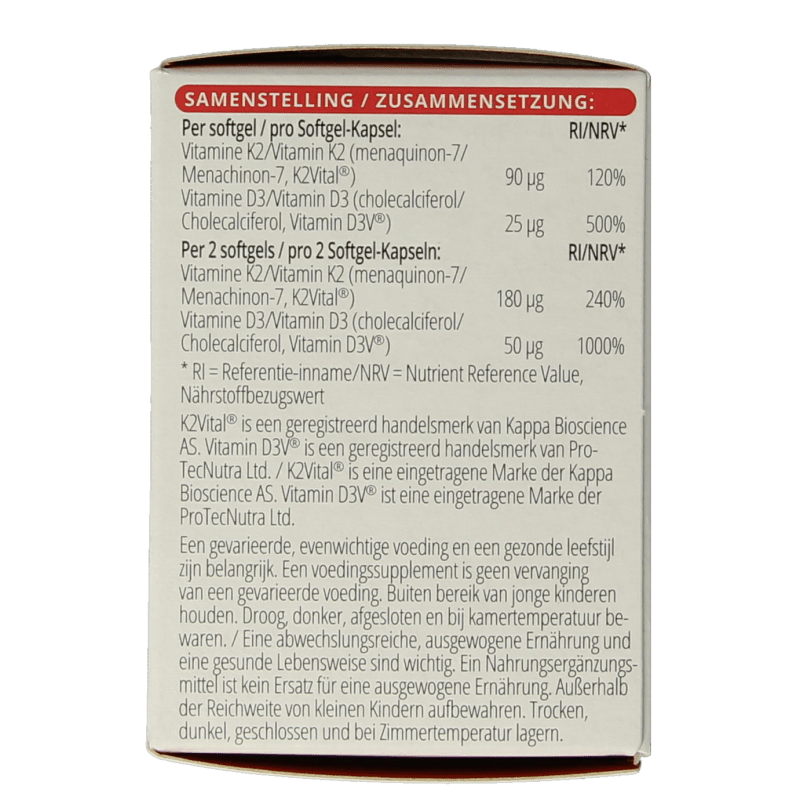 Vitals Vitamine K2 + D3 60 Softgels - DrogistWereld