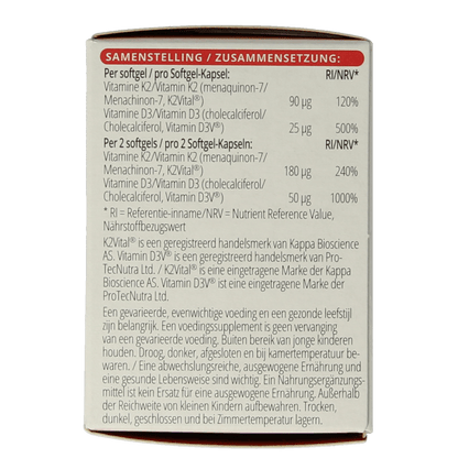 Vitals Vitamine K2 + D3 60 Softgels - DrogistWereld