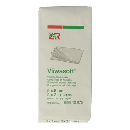 Vliwasoft Vlieskompres 5 x 5cm 4 - laags 100 Stuks - DrogistWereld