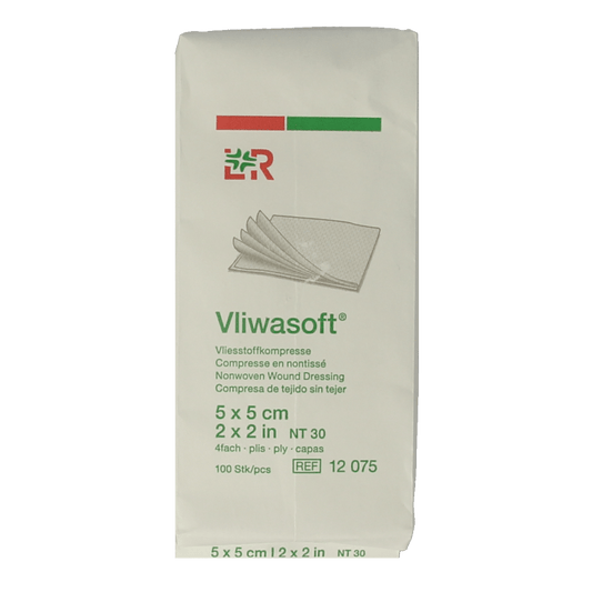 Vliwasoft Vlieskompres 5 x 5cm 4 - laags 100 Stuks - DrogistWereld
