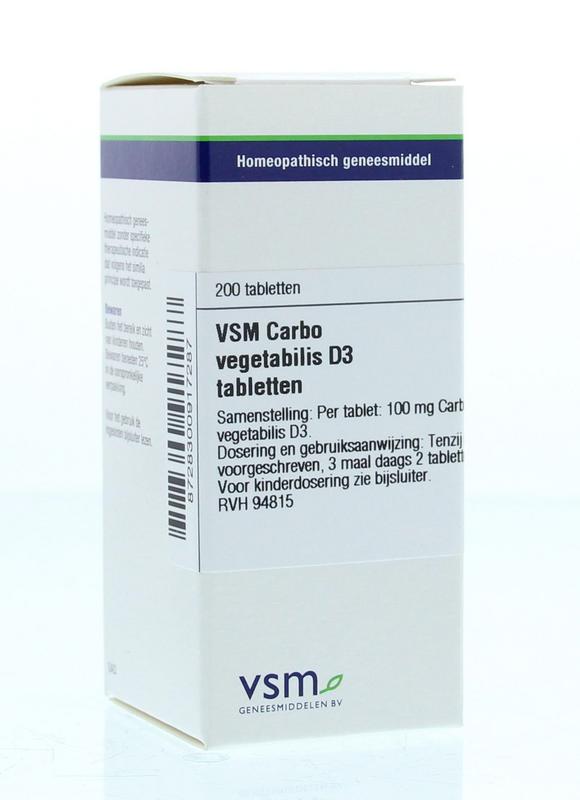 VSM Carbo vegetabilis D3 200 Tabletten - DrogistWereld
