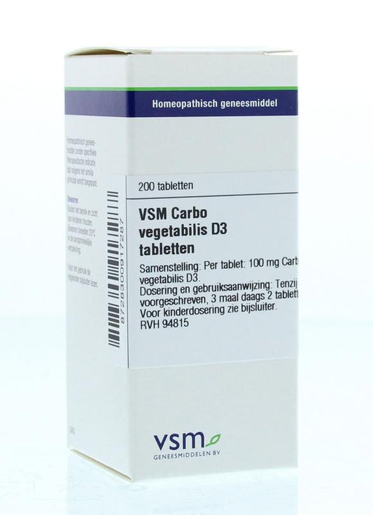 VSM Carbo vegetabilis D3 200 Tabletten - DrogistWereld