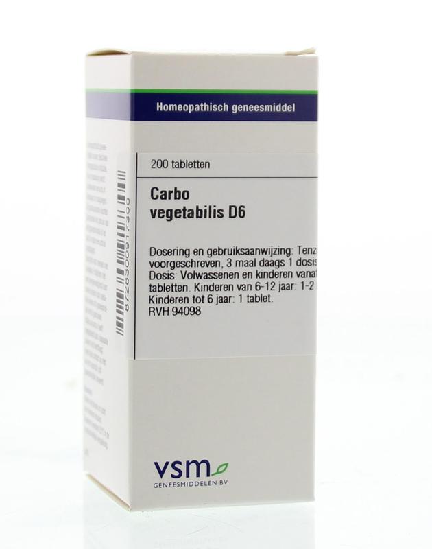 VSM Carbo vegetabilis D6 200 Tabletten - DrogistWereld