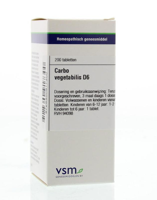 VSM Carbo vegetabilis D6 200 Tabletten - DrogistWereld