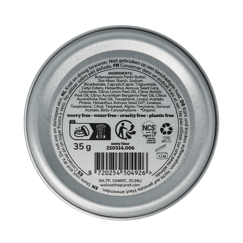 We Love Deodorant balm zesty lime vegan 35 Gram - DrogistWereld