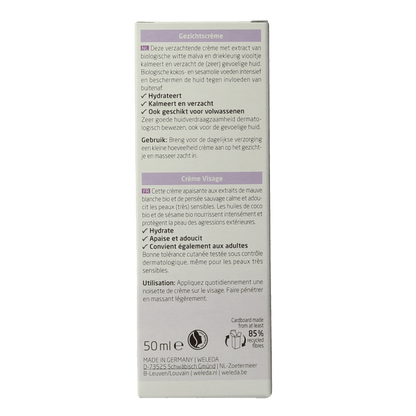 Weleda Baby witte malva sensitive gezichtscreme 50 Milliliter - DrogistWereld