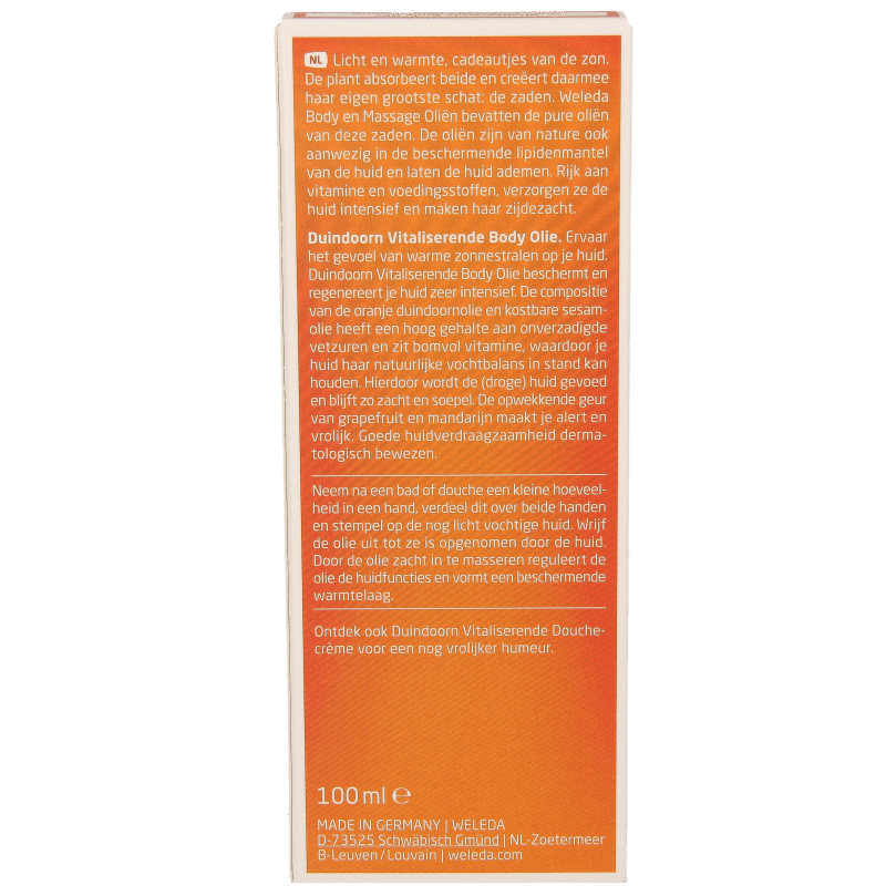 Weleda Duindoorn vitaliserende body olie 100 Milliliter - DrogistWereld