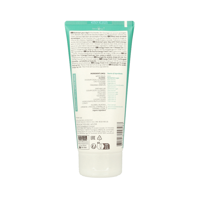 Weleda Men energy fresh douchegel 3 in 1 200 Milliliter - DrogistWereld