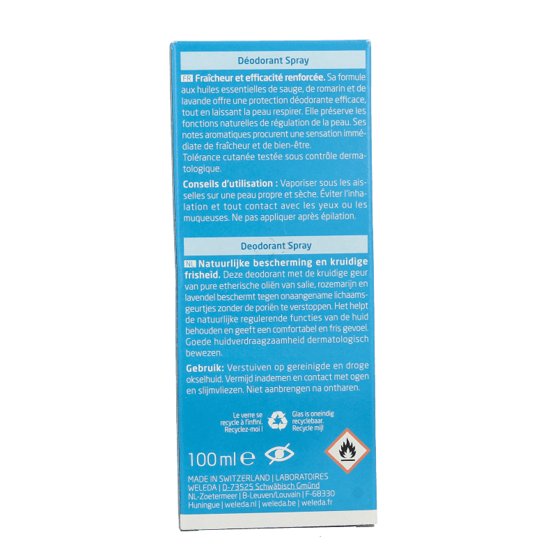 Weleda Salie deodorant spray 100 Milliliter - DrogistWereld