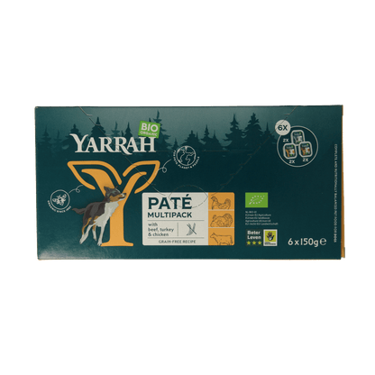 Yarrah Hondenvoer multipack pate kip rund kalkoen bio 150 Gram - DrogistWereld
