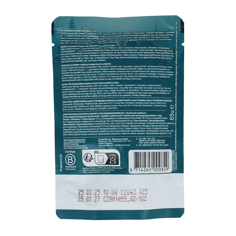 Yarrah Kat filet met kip in saus bio 85 Gram - DrogistWereld