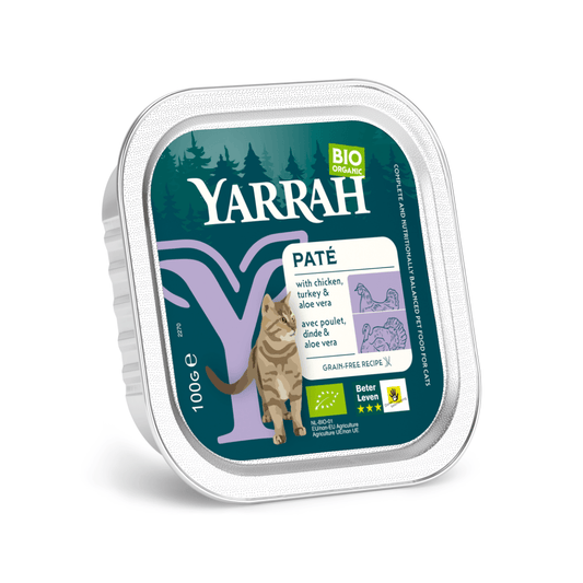 Yarrah Kattenvoer pate met kip kalkoen en aloe vera bio 100 Gram - DrogistWereld